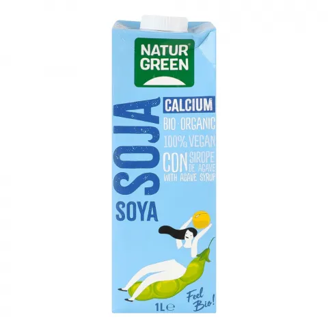 Молоко NaturGreen рослин. органіч. 1 л з сої з сиропом агави та кальцієм без глютену