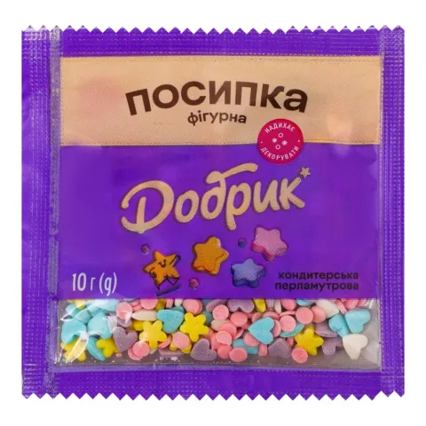 Посипка кондитерська Добрик 10 г перламутрова фігурна