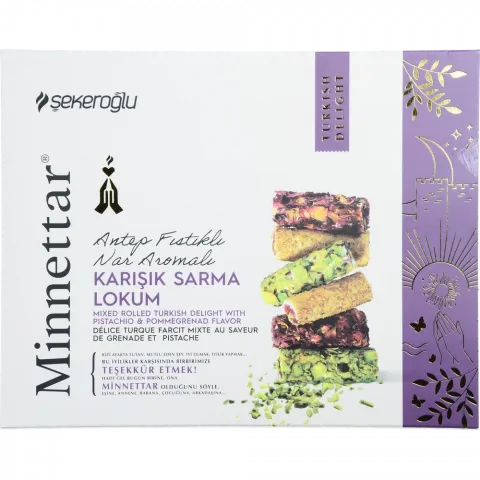 Лукум MINNETTAR 300 г ролл асорті гранат з фісташками (Туреччина) И219