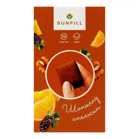 Цукерки Sunfill 150 г шок. з апельсином
