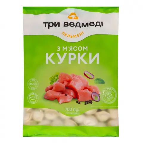 Пельмені Три Ведмеді 700 г з м`ясом курки
