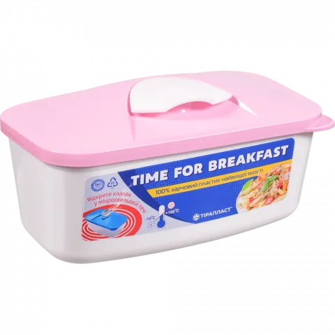 Контейнер харчовий Тірапласт Time for breakfast 500 мл пудровий-рожевий 24329