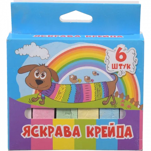 Крейда шкільна кольорова Максі 6 шт. 19х19х100 мм коробоч iTEM10019C06