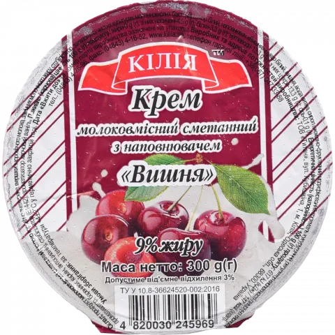 Крем сметанковий Кілія 300 г стак. Вишня