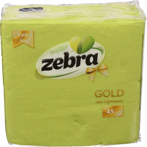 Серветки Zebra Gold двошарові 45/35 шт. зелені И298/774 (Болгарія)