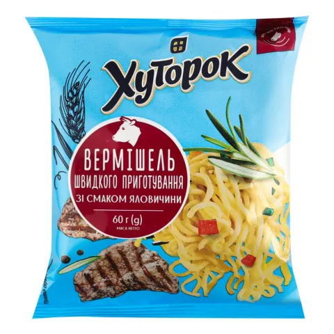 Вермішель Хуторок 60 г зі смаком яловичини