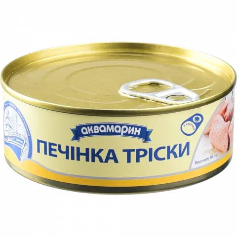 Конс Печінка тріски Аквамарин 240 г з/б ключ
