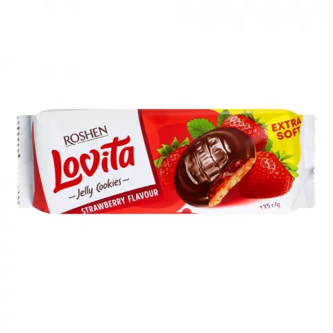 Печ Рошен Karolina/Lovita 135 г з желейною начин. зі смаком полуниці