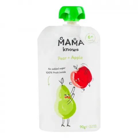 Пюре Mama knows 90 г д/пак. груша-яблуко без цукру