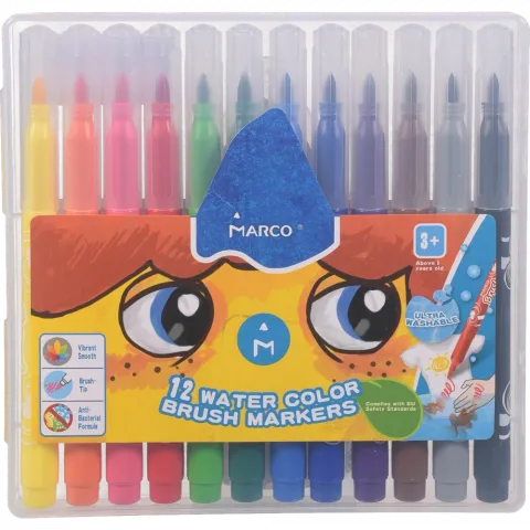 Фломастери-кісточка Marco Super Washable 12 кол. 1633-12PB