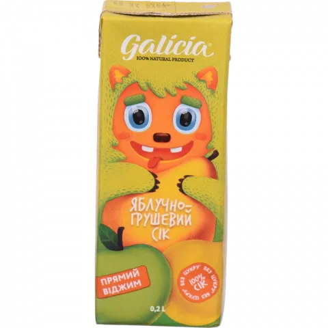 Сік Galicia 0,2 л т/п Яблучно-грушевий неосвітлений