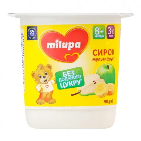Сирок з біфідобактеріями Мілупа 3 90 г ст. Мультифрукт
