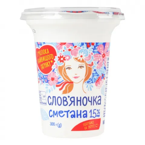 Сметана Слов`яночка 15 300 г стак.