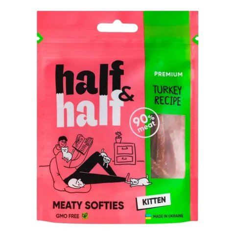 Ласощі д/кошенят HalfHalf 50 г з індичкою