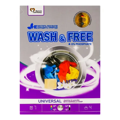 Порошок Wash and Free 400 г Універсальний Жасмин та лаванда з марсельським милом