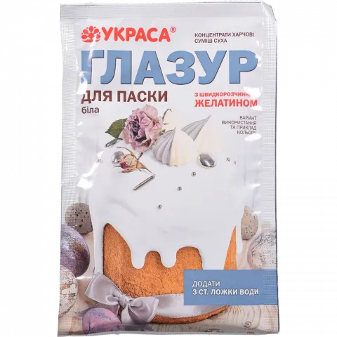 Глазур великодня Украса 100 г біла з желатином