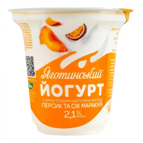 Йогурт Яготинське 2,1 260 мл з Персиком та соком маракуї