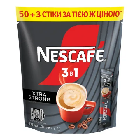 Кавовий напій Нескафе 12/13 г 3в1 Стронг