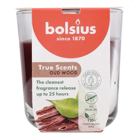 Свіча Bolsius в скл. аром 80/73 True scents агарове дерево 25 год., арт. 101924930370