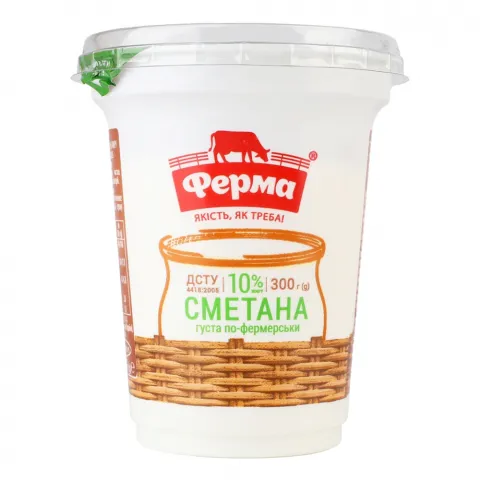 Сметана Ферма 10 300 г стак. Густа по-фермерськи