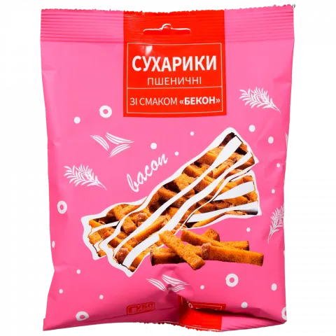 Сухарики Субота пшеничні 90 г зі смаком бекону