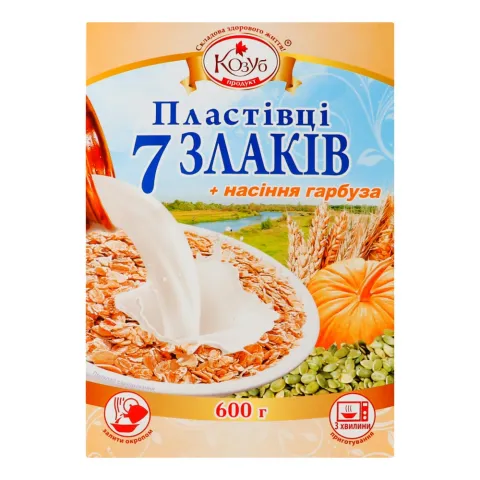 Пластівці Козуб 600 г карт. 7 злаков+насіння гарбуза