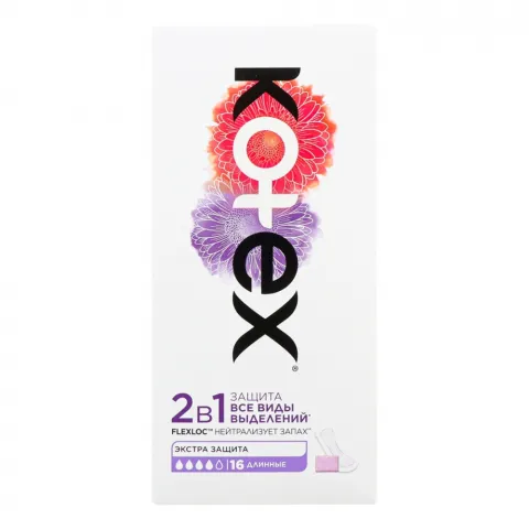 Прокладки щоден. Kotex 16 шт. 2в1 Extra Protect