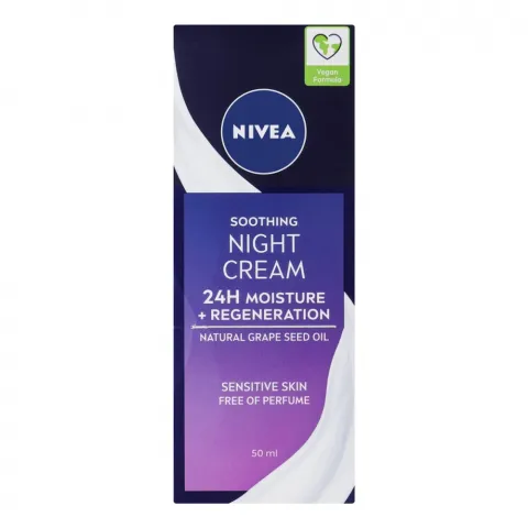 Крем д/обличчя Nivea 50 мл ніч. Заспокійливий Інтенсивне зволоження та регенерація 24 години