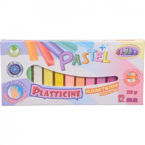 Пластилін Class Чисті руки 12 шт. ECO PASTEL 7653С 200 г