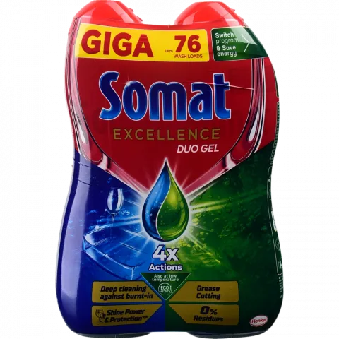 Гель д/посудом. машин Somat 684 мл+684 мл Екселенс Duo