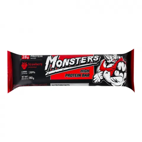 Батончик протеїновий Vale Monsters 80 г з полуницею
