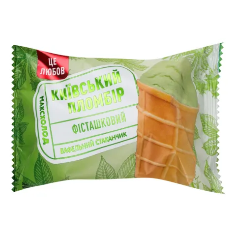 Морозиво Київський пломбір 80 г стак. Фісташковий
