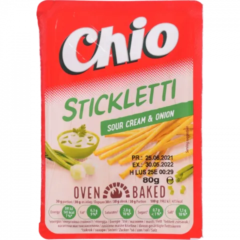 Соломка Чіо Stickletti 80 г зі смаком сметани та цибулі