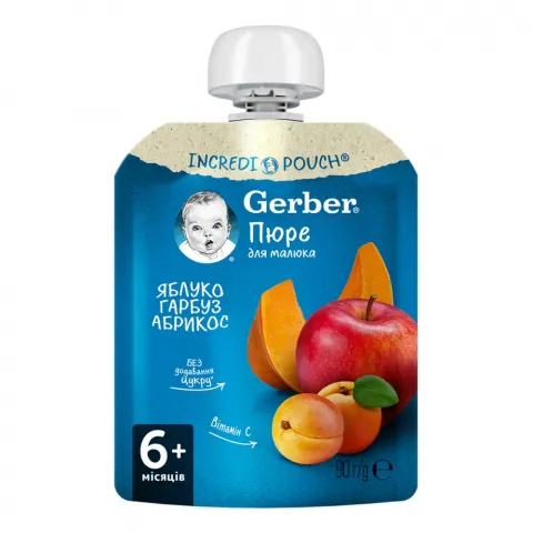 Пюре Gerber 90 г д/пак. Organic Яблуко-гарбуз-абрикос