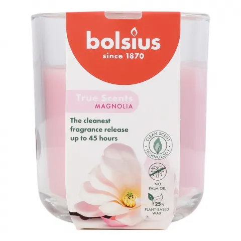 Свіча Bolsius в скл. аром 97/85 True scents магнолія 45 год., арт. 101924940304