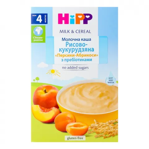 Каша Hipp мол. 250 г Персик-Абрик. рис-кукур+пр. 2983