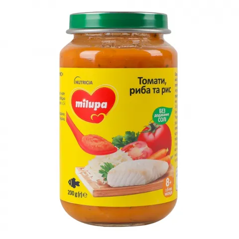 Пюре Milupa 200 г Томати, риба та рис