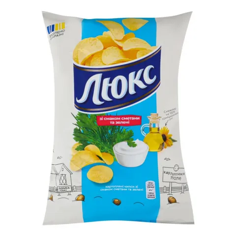 Чипси Люкс 125 г зі смаком сметани-зелені