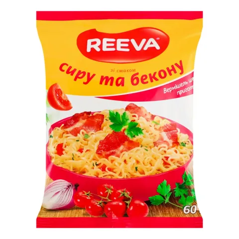 Вермішель Reeva 60 г зі смаком сиру та бекону