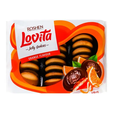 Печ Рошен 420 г Lovita Jelly Cookies з желейною начин. зі смаком апельсину
