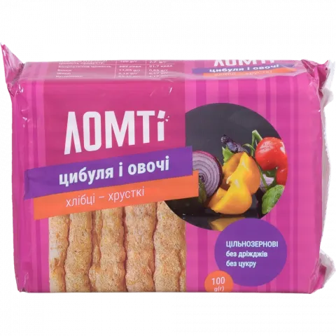 Хлібці Lomti 100 г цибуля і овочі