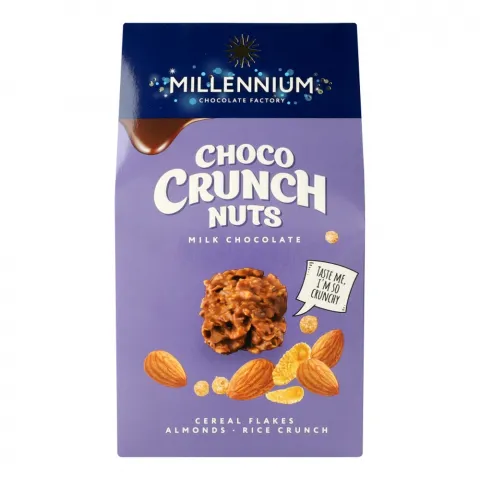 Цукерки Міленіум Choco Crunch 100 г мол. мигдаль/злак. пласт./рисов. кул.