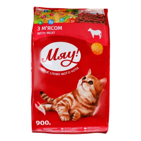 Корм д/котів Мяу! 900 г сух. М`ясо
