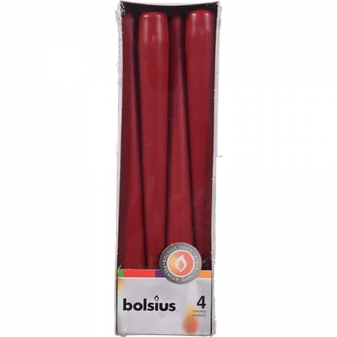 Свіча Bolsius конічна 245/24 4 шт. бордова, 7,5 год., арт. 103600350944