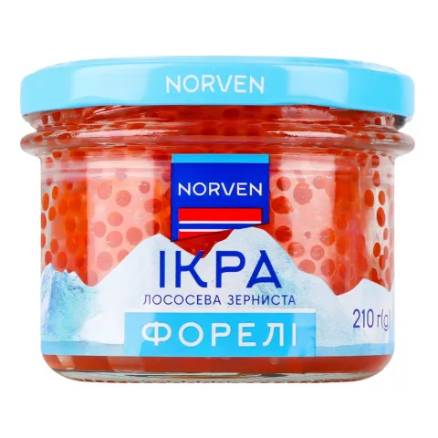 Ікра лососева форелі Norven 210 г скл. зерниста