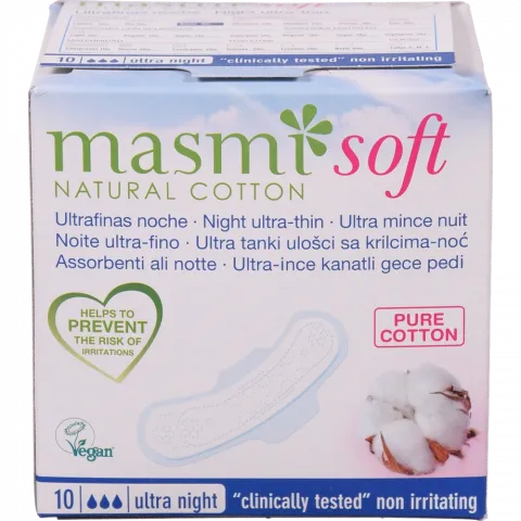 Прокладки Masmi 10 шт. ультратонкі Soft д/сильних виділ. з крил.