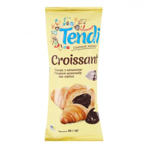 Круасани Tendi 65 г з шоколадно-горіховою начинкою