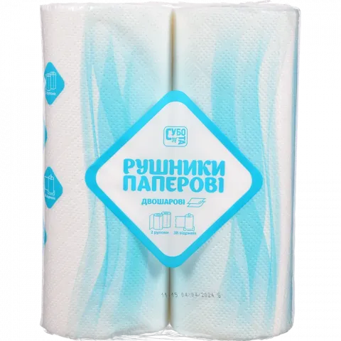Рушник папер. Субота 2 шт. 2-х шар. Білий