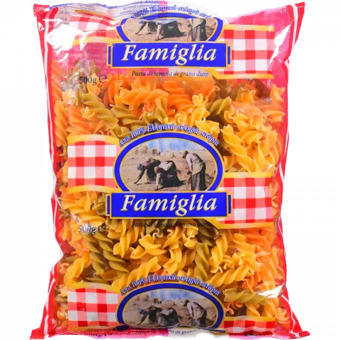 Макарони Famiglia 500 г Фузіллі трикольорові (Греція) И159