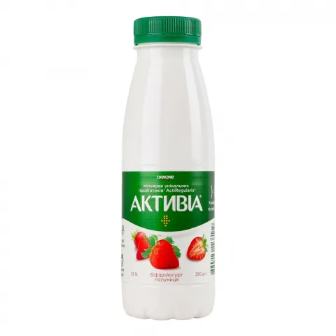Біфідойогурт Данон Активіа 1,5 290 г Полуниця
